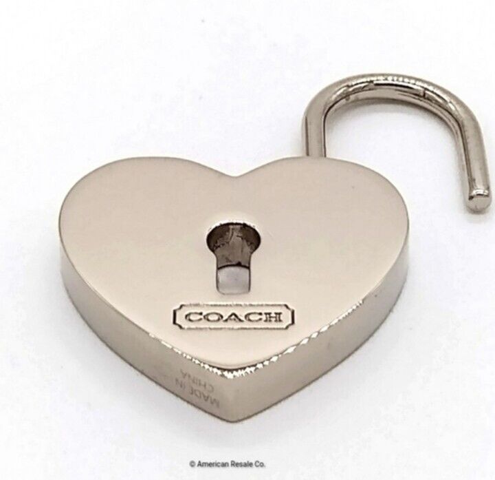 Rare COACH Red Enamel Heart Lock Love Keychain Purse Fob Charm #92118