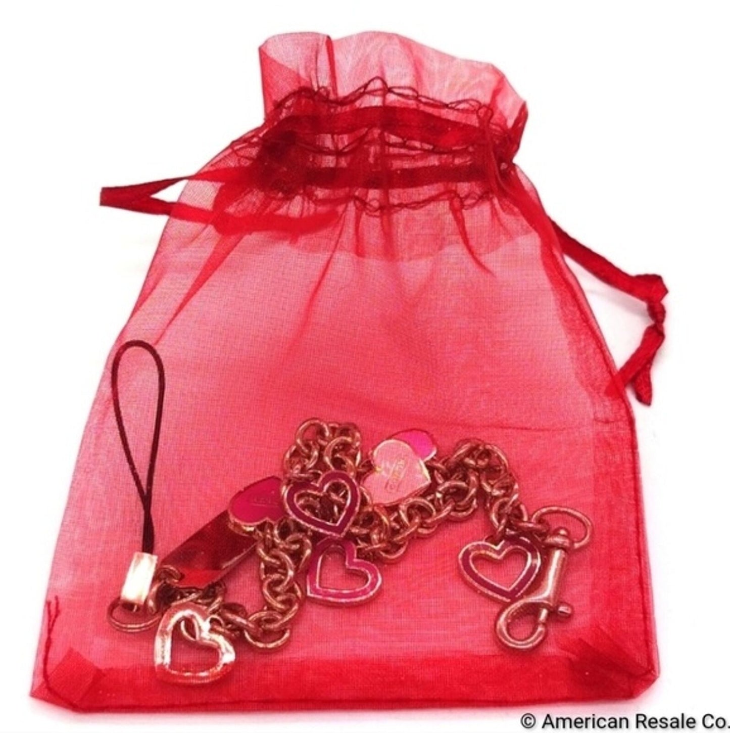 SALE Vintage COACH Multi Heart Purse Charm Handbag Bracelet Lanyard Trigger Snap