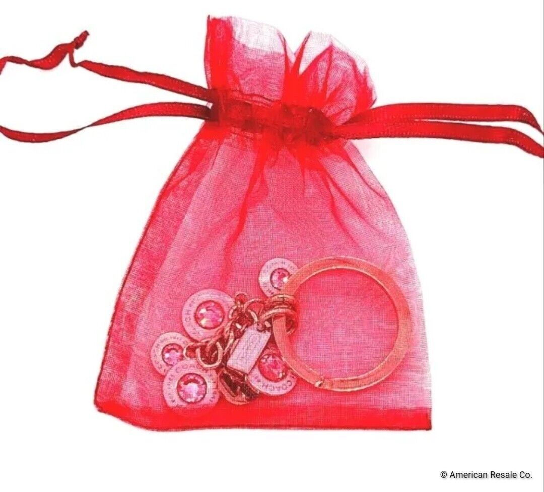 SALE! COACH Vintage BCA Signature Pink Diamond CZ Multi Charm Fob Keychain 1734