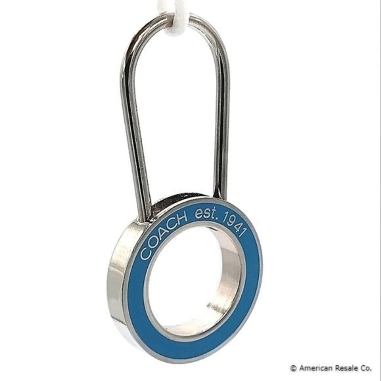 NWT COACH Vintage Sky Blue Enamel Pinch Lock Locket Keychain FOB purse charm