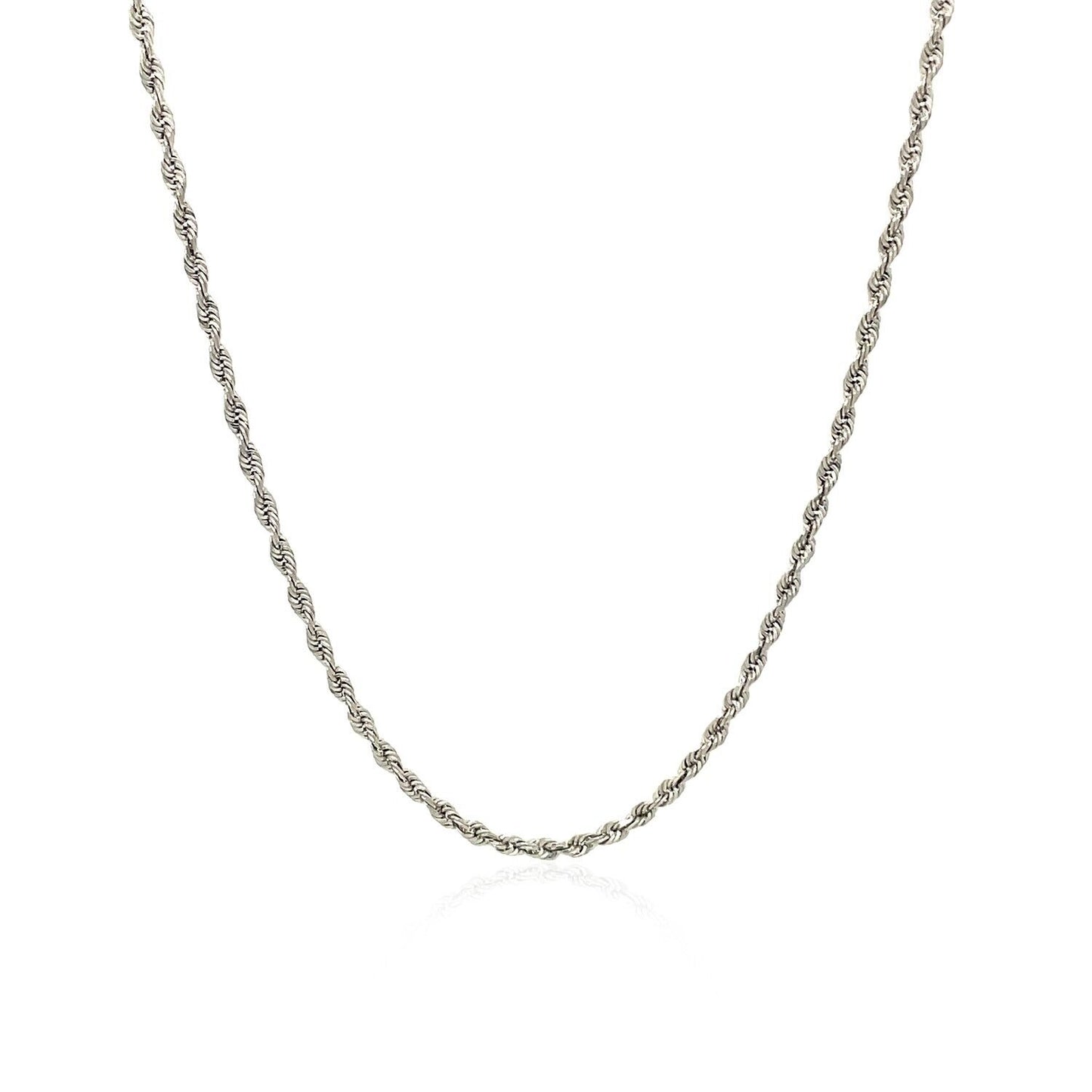 10k White Gold Solid Diamond Cut Rope Chain 1.5mm