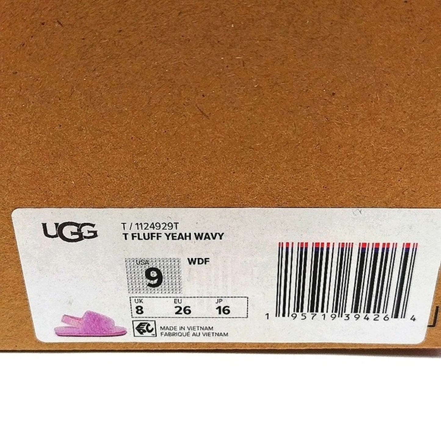 UGG Pink T Fluff Yeah Wavy Slippers Size 9 US girls toddler-SOLD OUT EVERYWHERE!