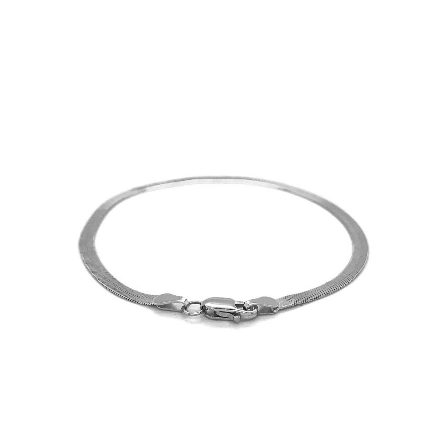 2.8mm 14k White Gold Super Flex Herringbone Bracelet