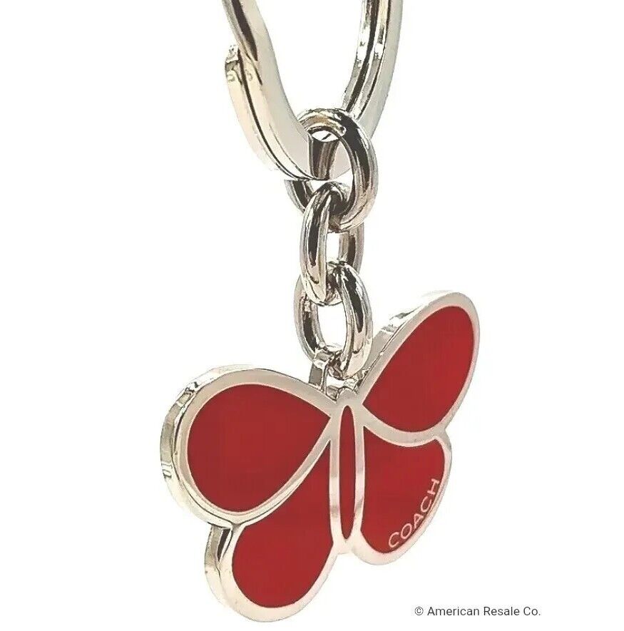 RARE COACH Vintage Burnt Orange Butterfly Keychain Fob Purse Charm #1600