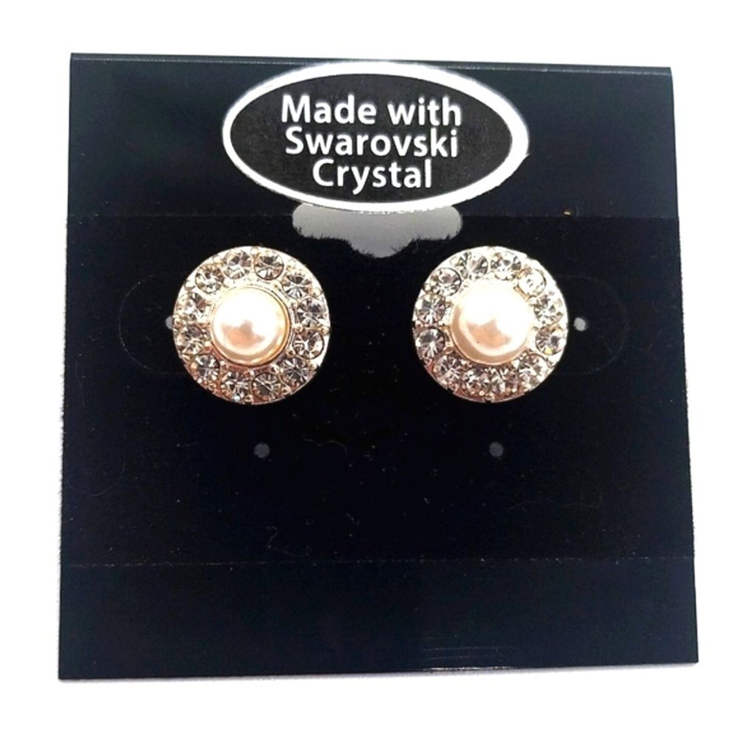 Made with Swarovski Crystals 1/2" Glass Pearl Stud Earrings in Silver