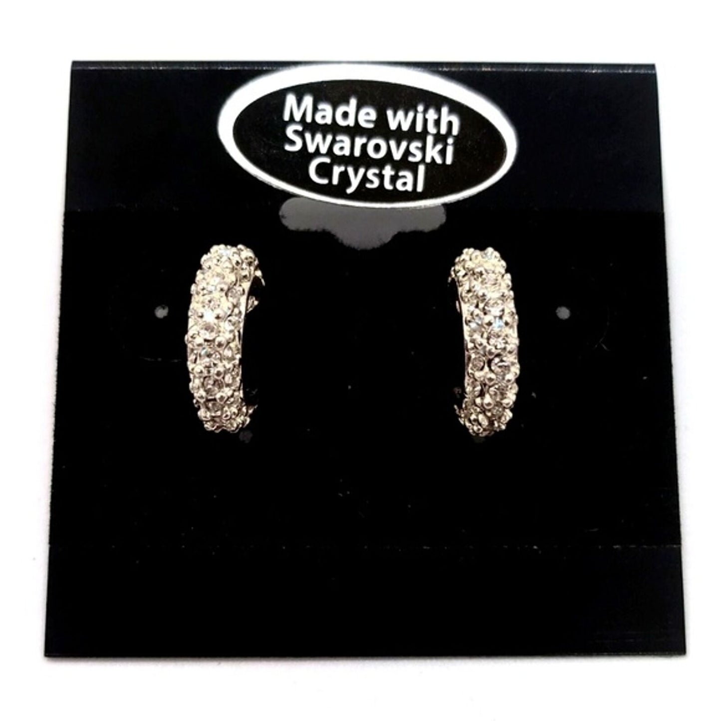 Palladium Plated Made with Swarovski Crystals 3/4" Mini Hoop Earrings