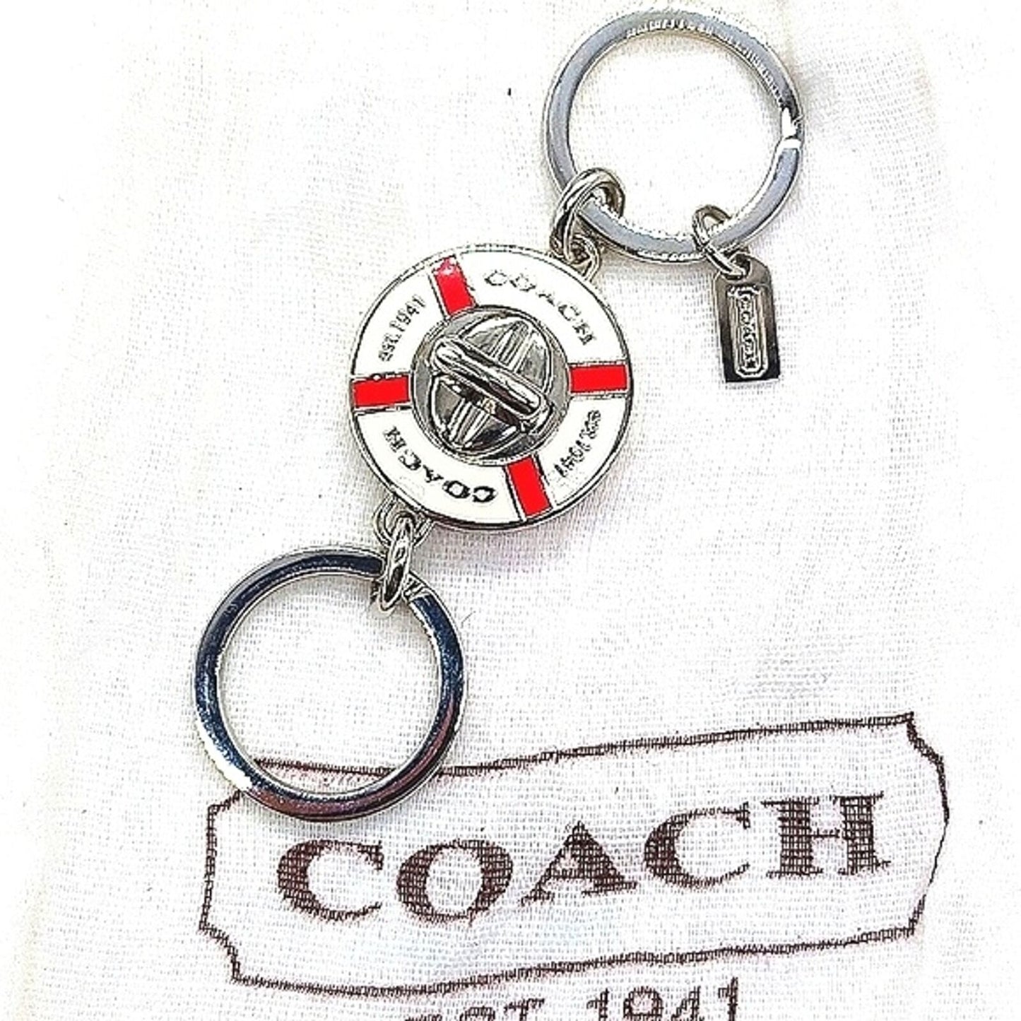 Rare COACH Life Preserver Valet Turnlock Keychain Fob Purse Charm #92902