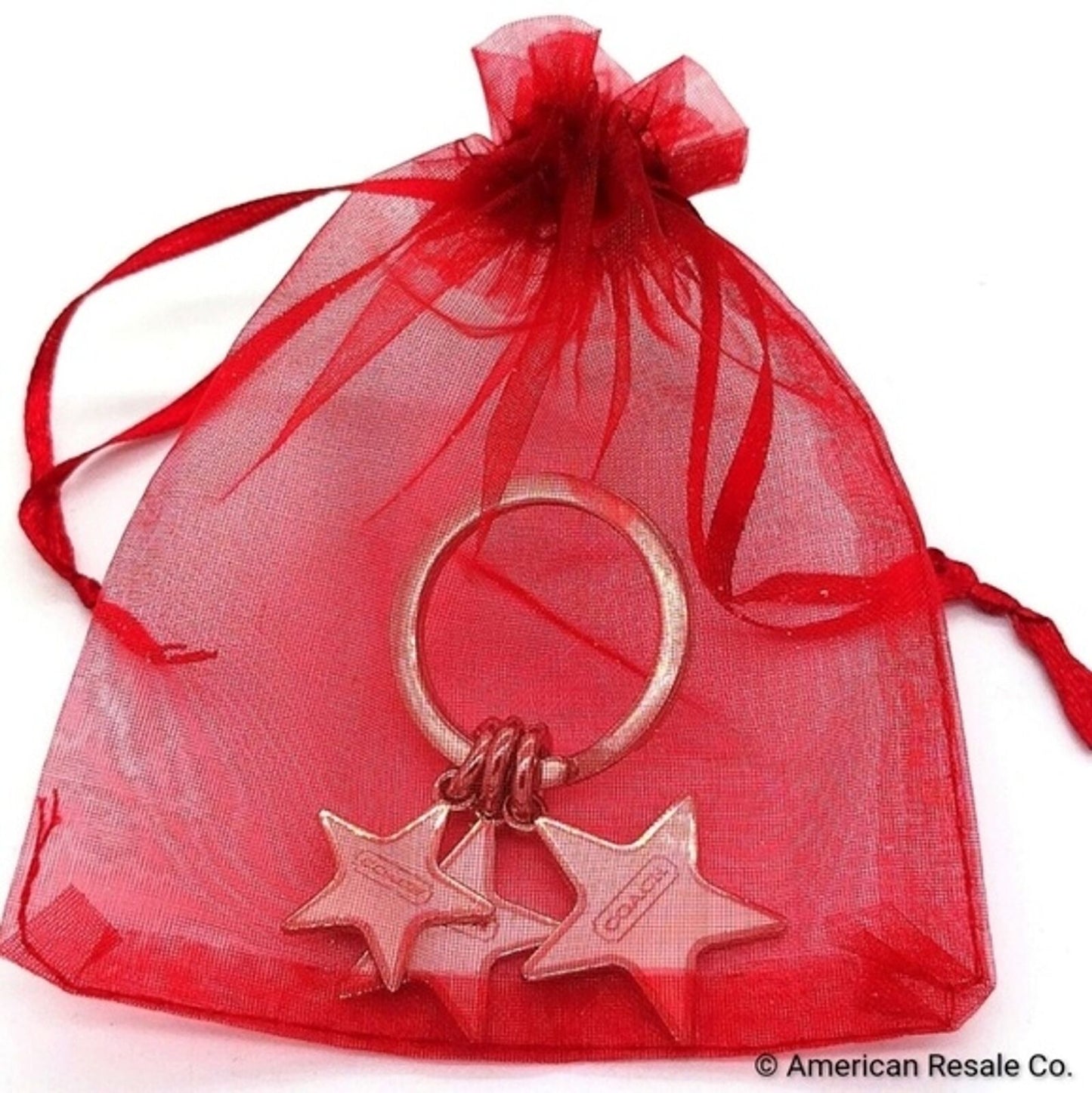 Vintage COACH White Triple Star Keychain Multi Fob Purse Charm-Rare