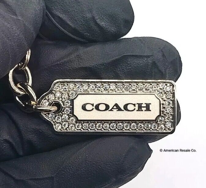 Rare COACH LOZ Pave Lanyard Diamond Enamel Keychain FOB CZ Purse Charm Tag #8865