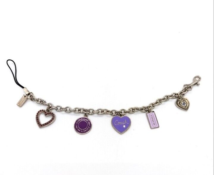 RARE COACH 8" Charm Bracelet Lanyard Purse HangBag Trigger Snap Keychain Fob