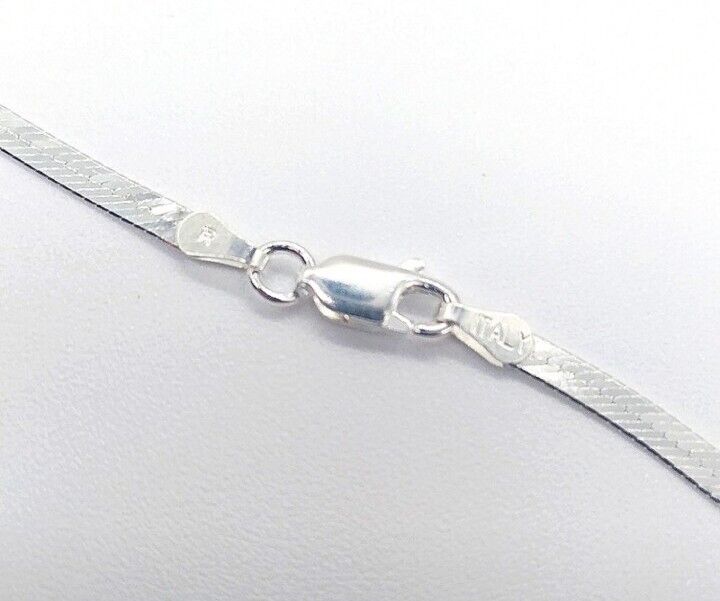 ITALY 3MM Chain Necklace 18" 925 Sterling Silver Herringbone Bracelet 7"8"