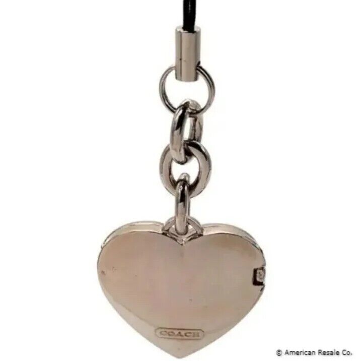COACH Vintage Neon Pink Heart Locket Purse Charm Keychain Fob