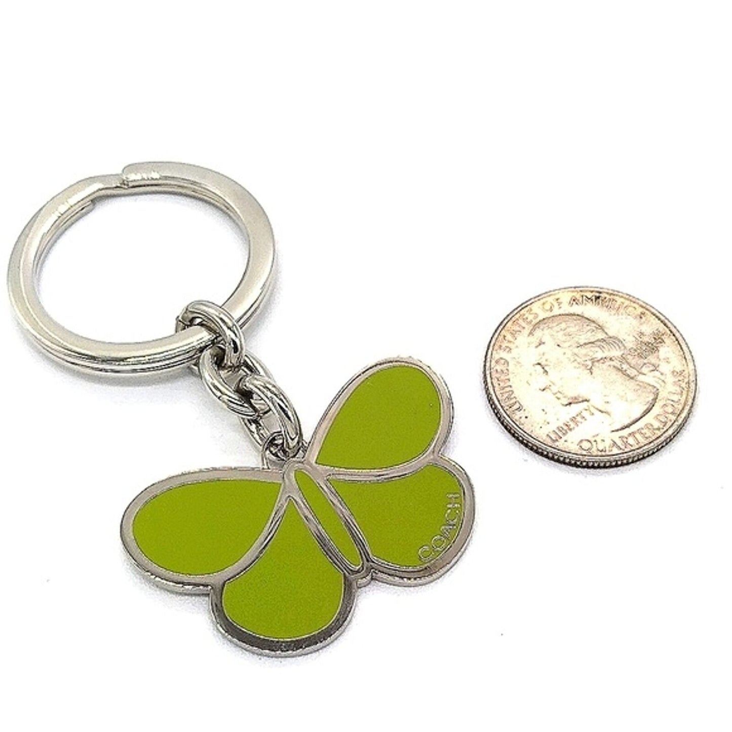 Rare COACH Butterfly Keychain Fob Purse Charm in Olive Green