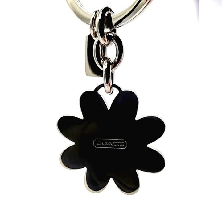 Rare COACH Signature Pastel Pink/Green Daisy Flower FOB Keychain or Purse Charm