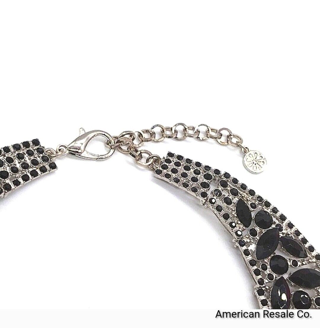 Isaac Mizrahi Live! Multishape 15" Black Crystal Collar Statement Necklace-QVC