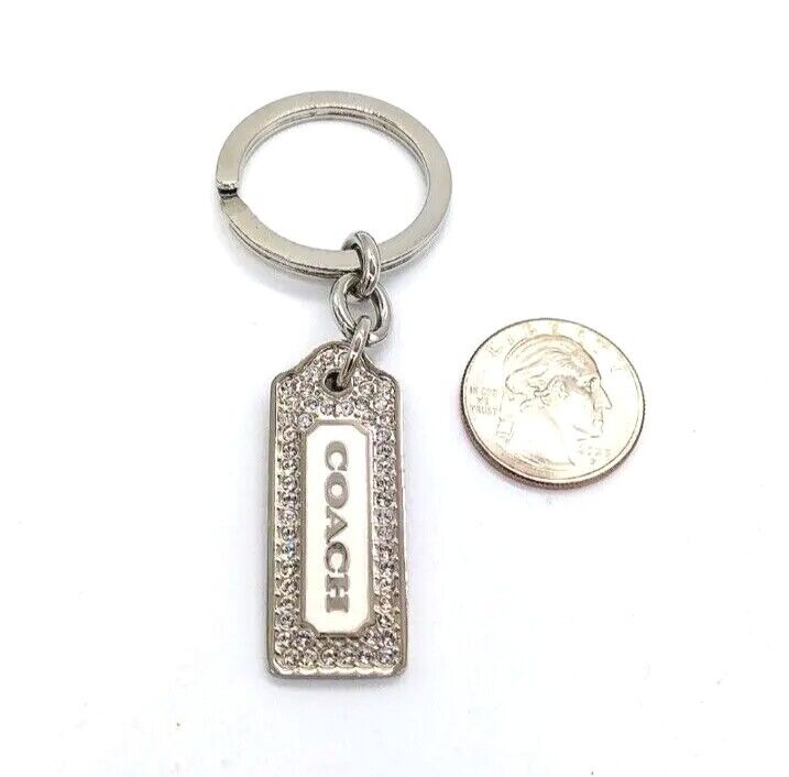 Rare COACH Vintage LOZ Pave Swarovski Enamel Keychain FOB Purse Charm #8865