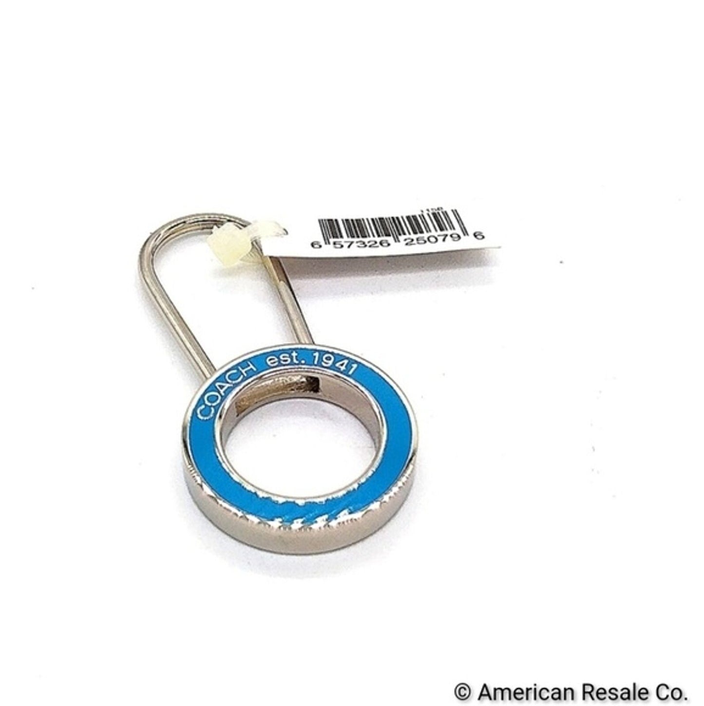NWT COACH Vintage Sky Blue Enamel Pinch Lock Locket Keychain FOB purse charm