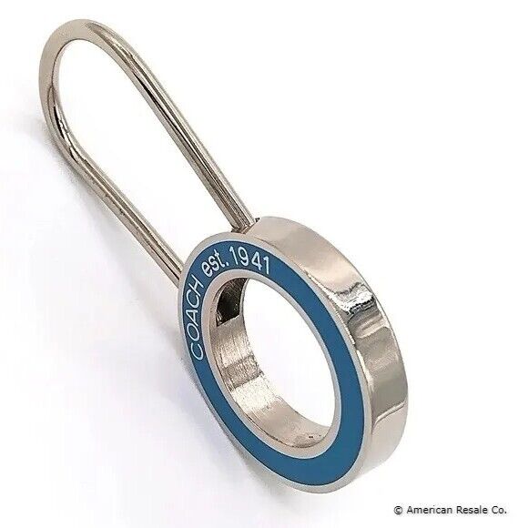 Vintage COACH Blue Pinch Lock Locket Keychain Fob Purse Charm #7379-Rare