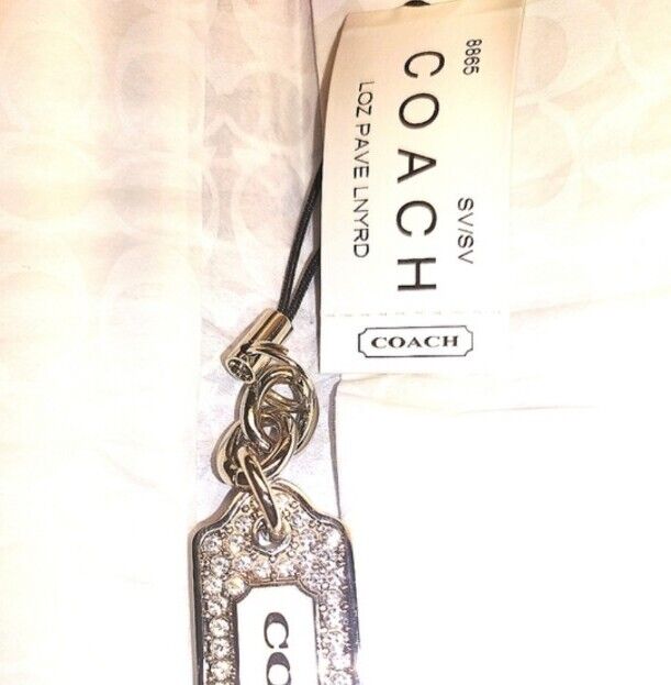 NWT COACH LOZ Pave Lanyard Diamond Enamel Keychain FOB CZ Purse Charm Tag #8865
