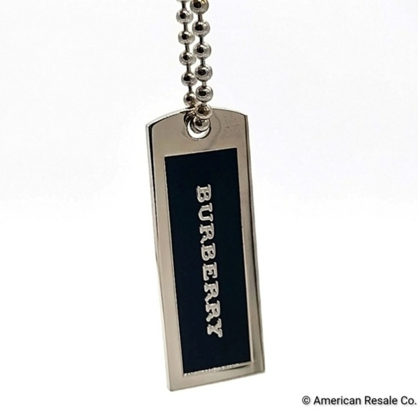 Vintage Burberry Black and Silver Bag Charm Keychain Purse Charm Key Fob Dog Tag