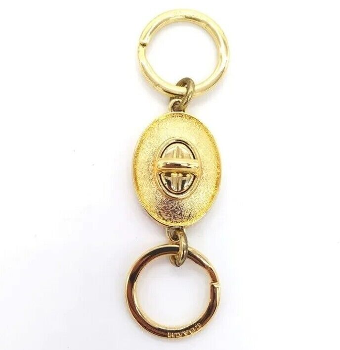 Rare Gorgeous COACH Gold Dual Detachable Key Fob Keychain Purse Charm $88
