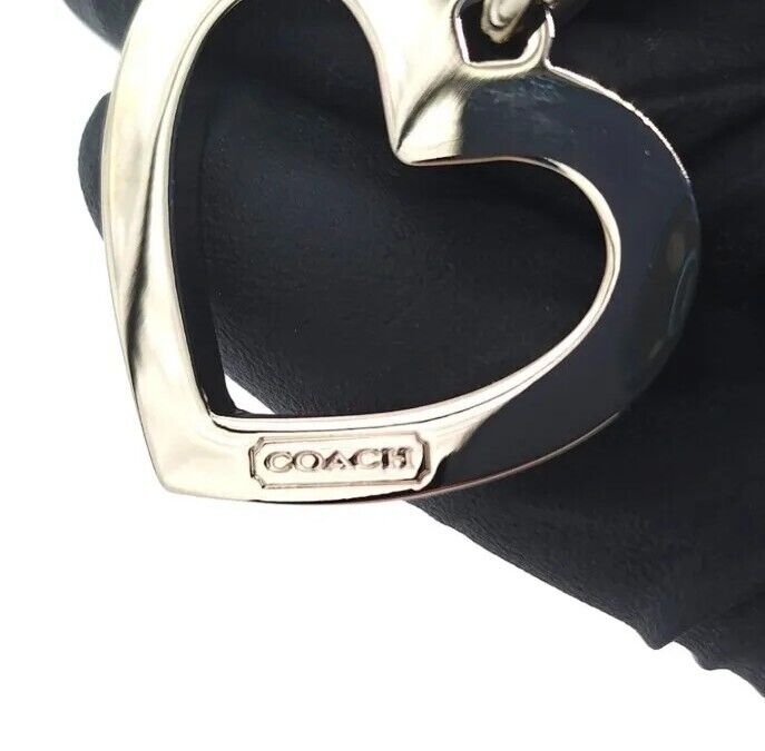 Rare COACH Vintage Red Enamel Heart Keychain FOB Purse Charm-#7382