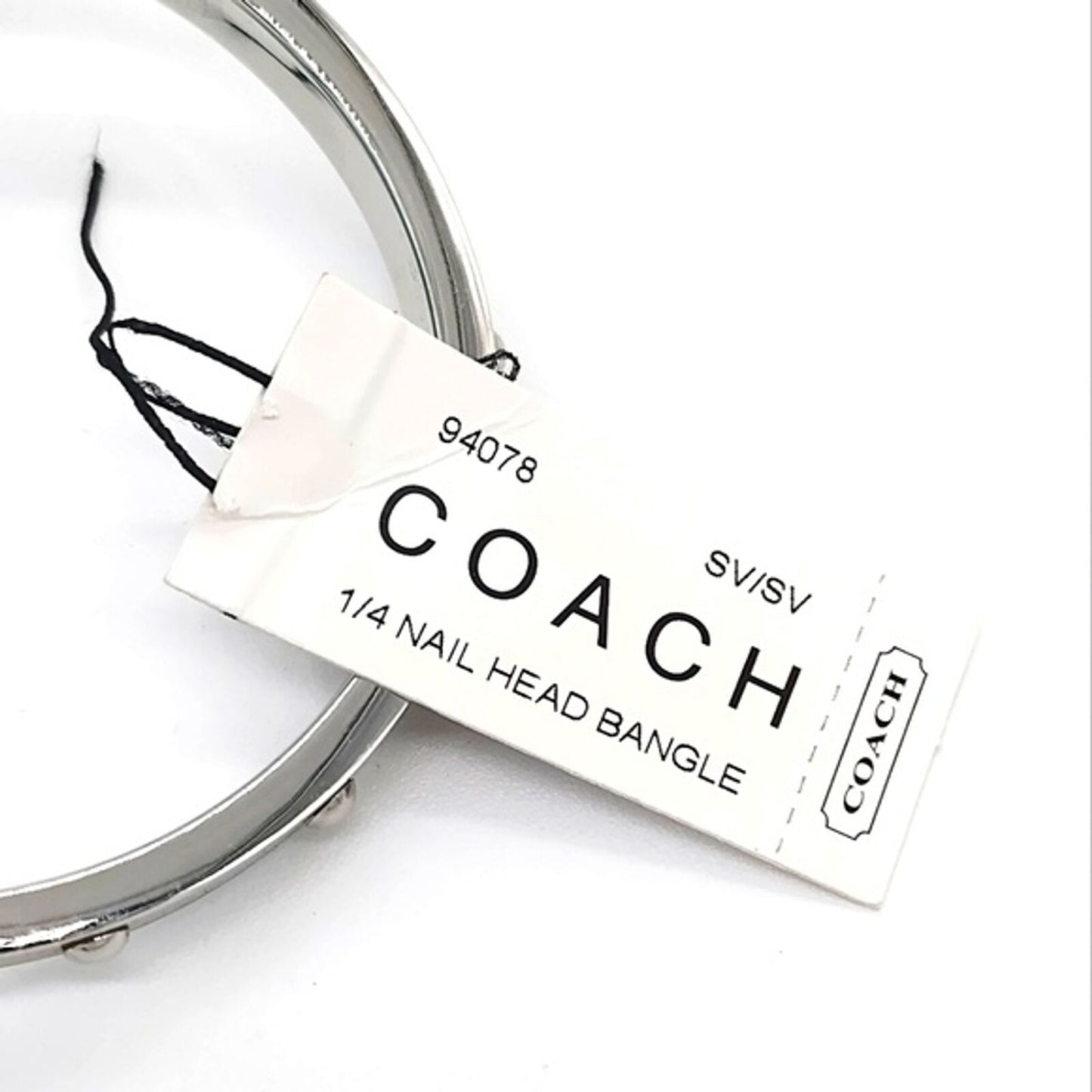 $68 COACH Yellow Enamel Silver 1/4" Nail Head Silver Bangle Bracelet - NWT