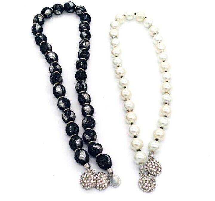 White House Black Market Faux Pearl Two Piece Necklace Set CZ $90 Retail