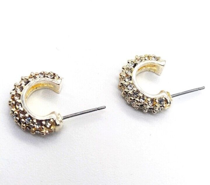 Palladium Plated Made with Swarovski Crystals 3/4" Mini Hoop Earrings