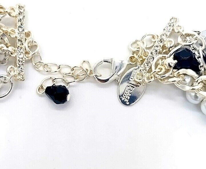 White House Black Market Black/White Faux Pearl Torsade Necklace 570103383