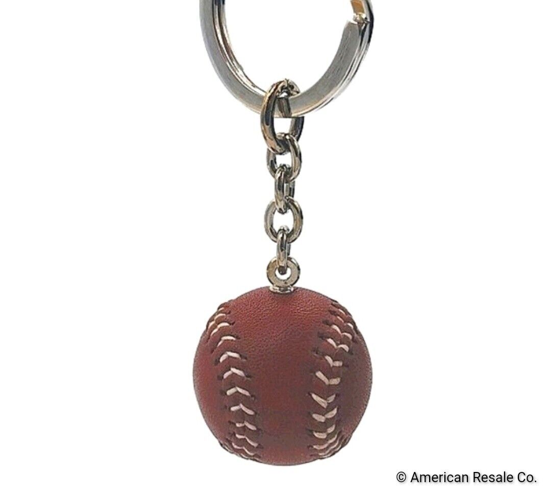 Rare COACH Baseball Keychain Fob Charm-Real Leather-New in Box/Booklet #FS7377