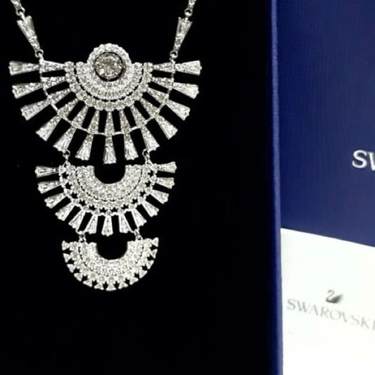 SWAROVSKI $300 Sparkling Dance Rhodium Plated Crystal Necklace 5564432-Genuine