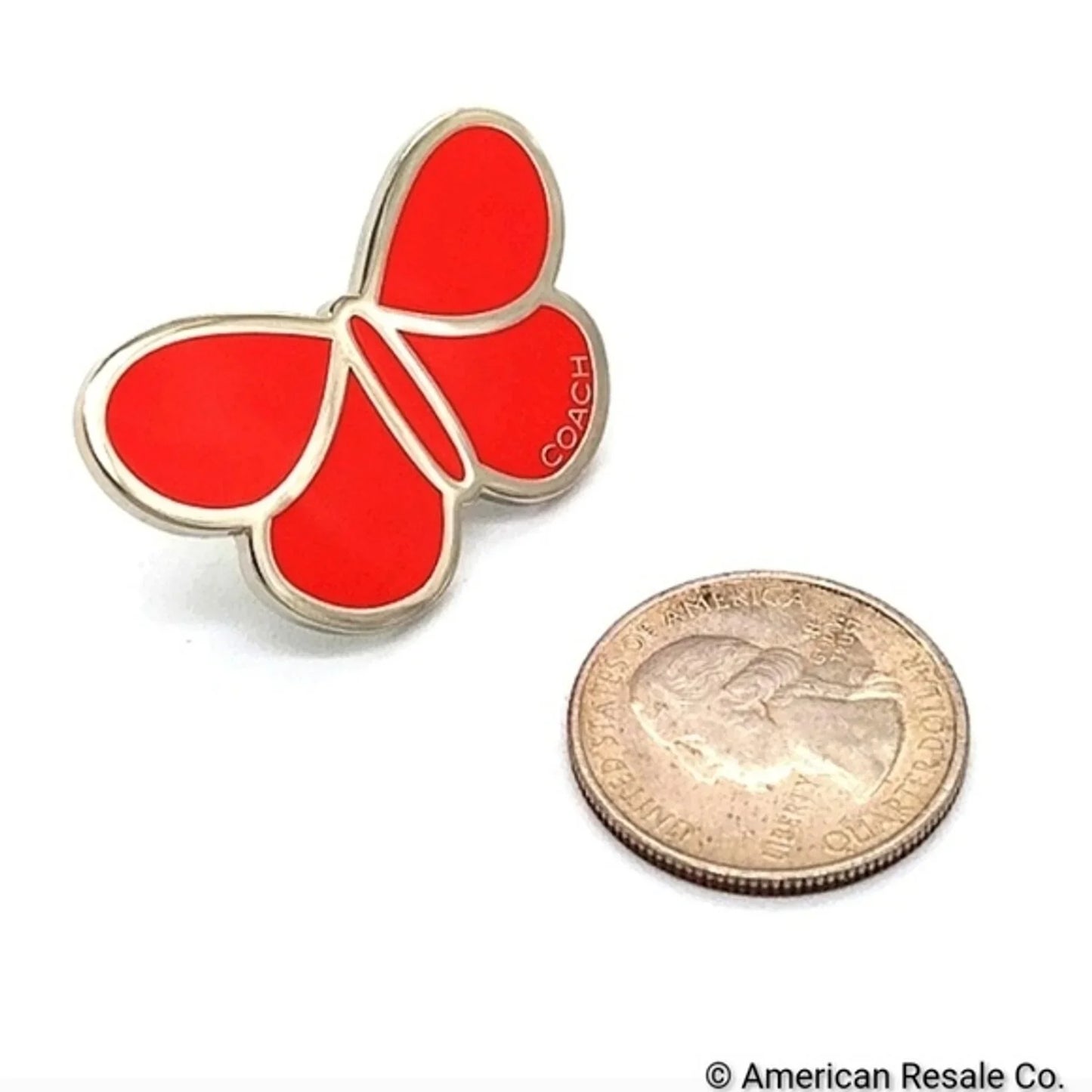Vintage COACH Orange Enamel Butterfly Lapel Pin Brooch Purse Backpack Pin Charm