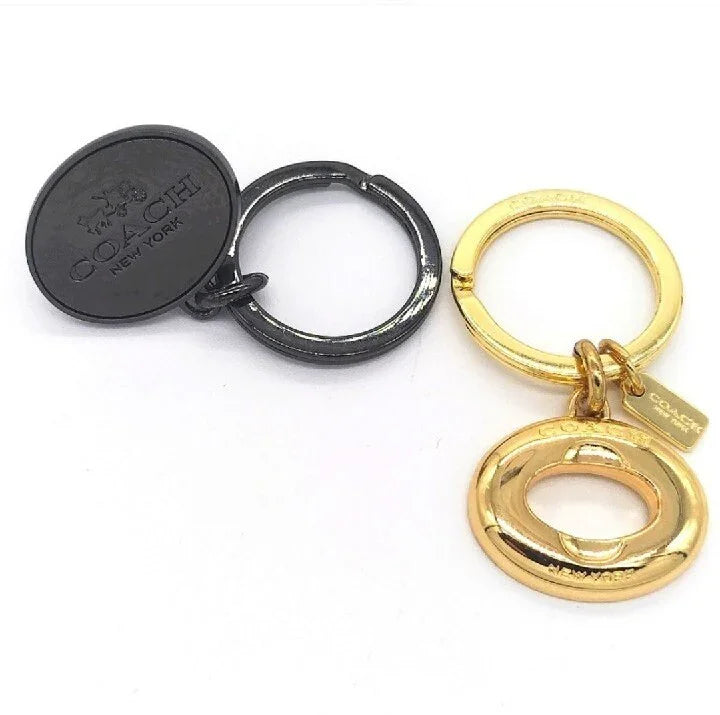COACH Rare Black and Gold Dual Keychain Fob Purse Charm Detachable for Valet