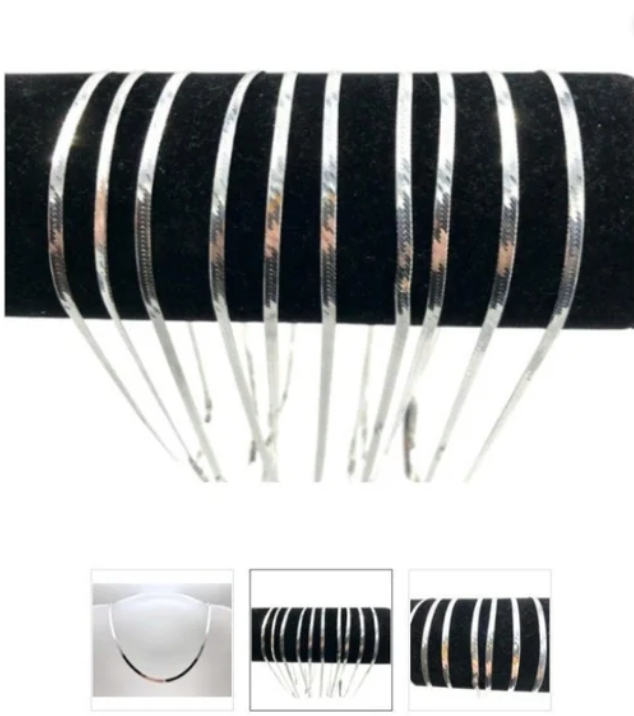 41 Grams Wholesale Lot of 10 Sterling Silver .925 Herringbone 3MM Chains ITALY.