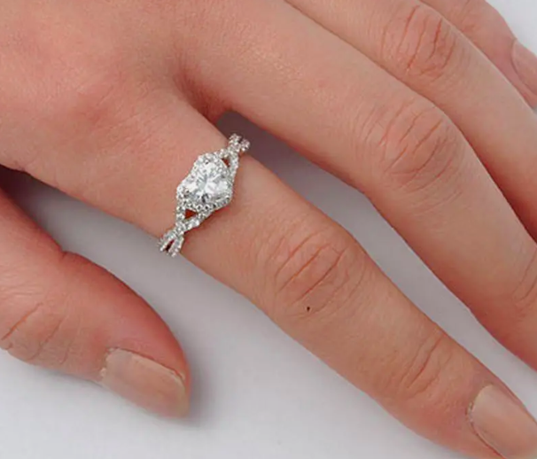Heart Clear CZ Halo Promise Ring .925 Sterling Silver Infinity Band Sizes 4-13