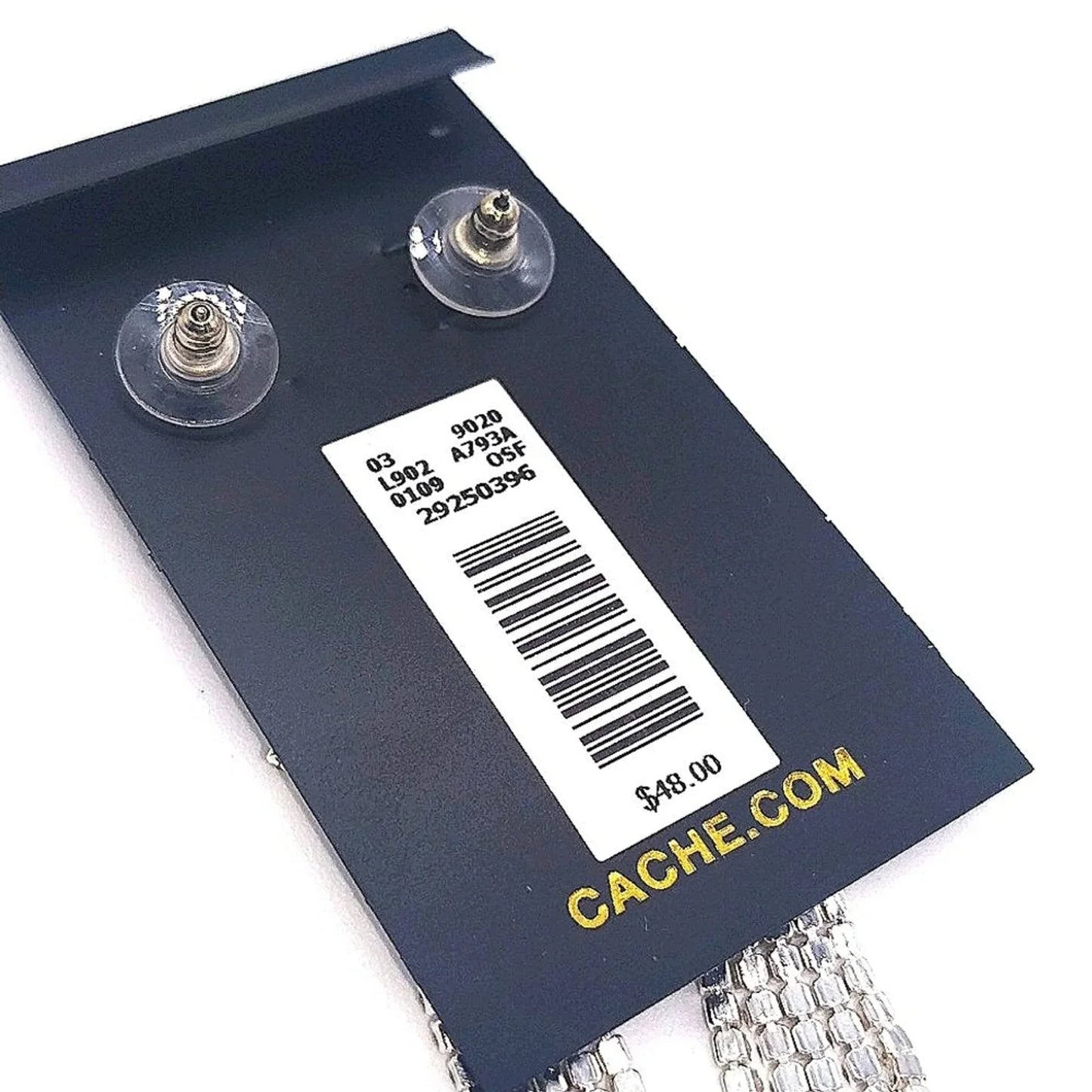 CACHE Crystal Chandelier Dangle Drop Earrings in Silver