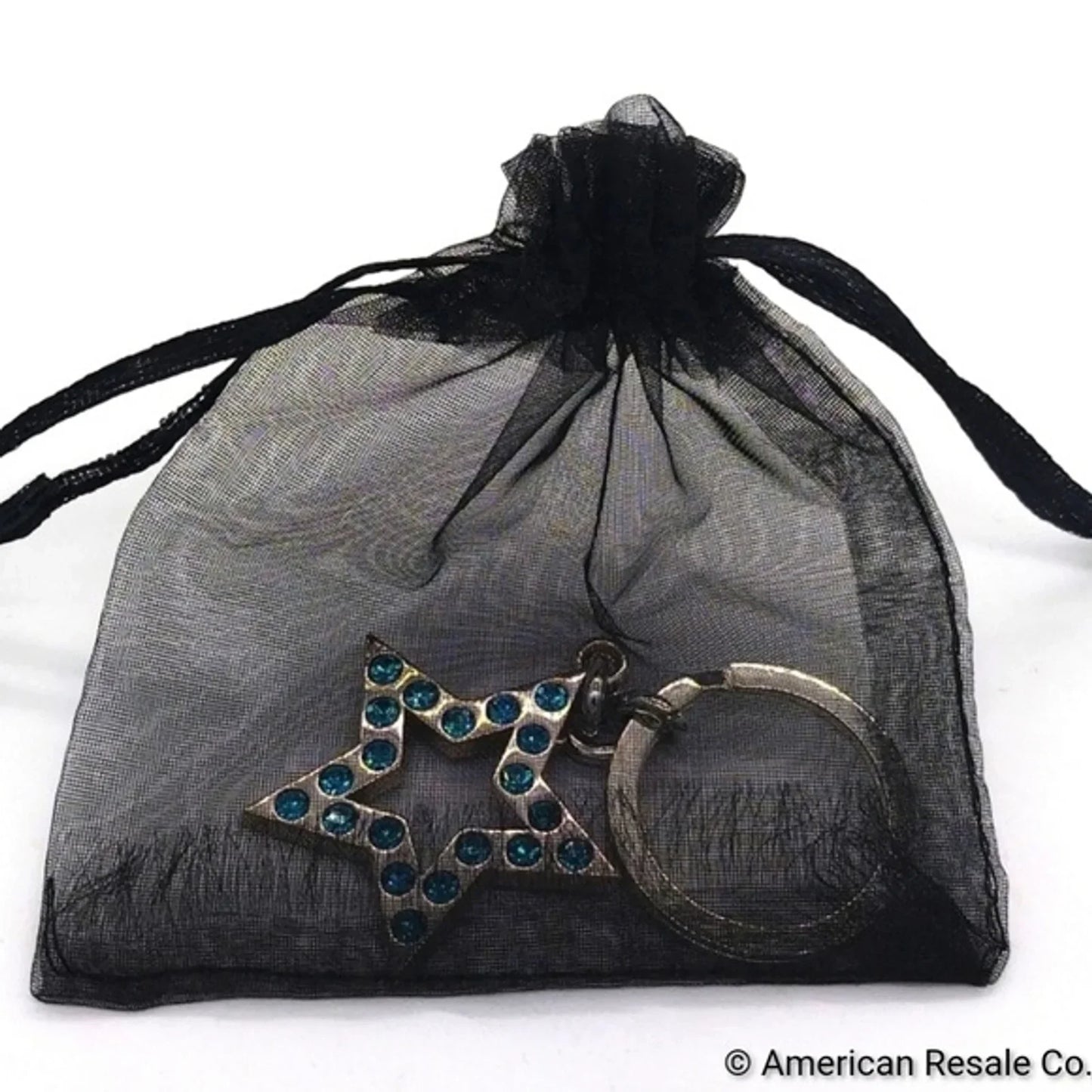 COACH Vintage Star Keychain Fob Purse Charm with Blue Swarovski Crystals #F92662