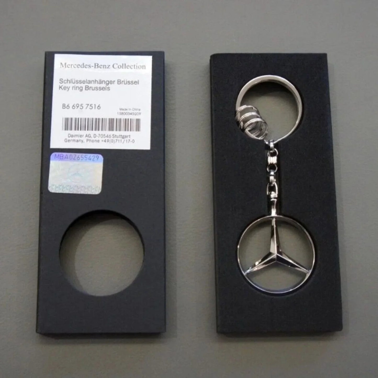 New Genuine OEM Mercedes-Benz Brussels Silver Stainless Steel Keychain B66957516
