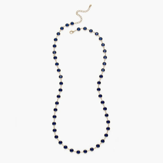 $50 CHICO'S Single Strand Blue Simulated Sapphire Necklace-Matte Gold