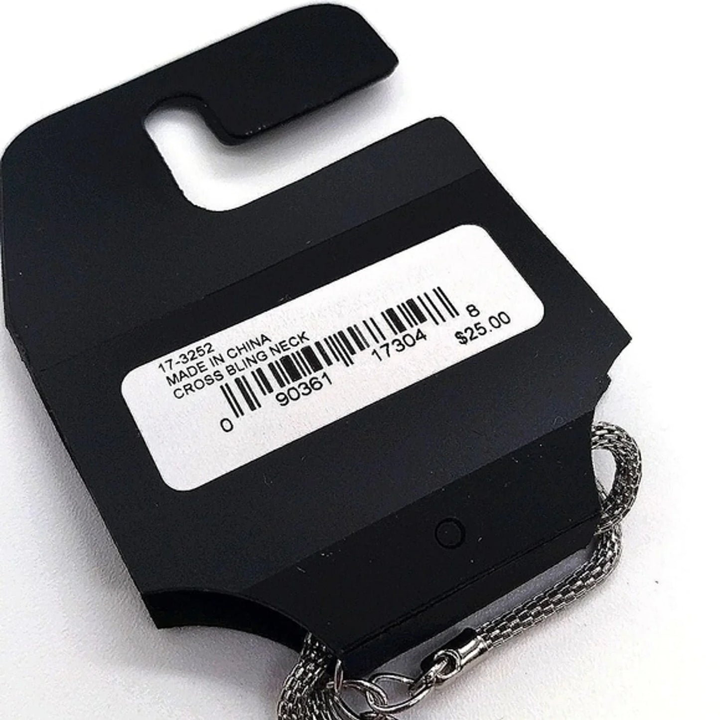 GUESS 24" Cross Dog Tag Bling Cubic Zirconia Crystal Necklace in Black & Silver