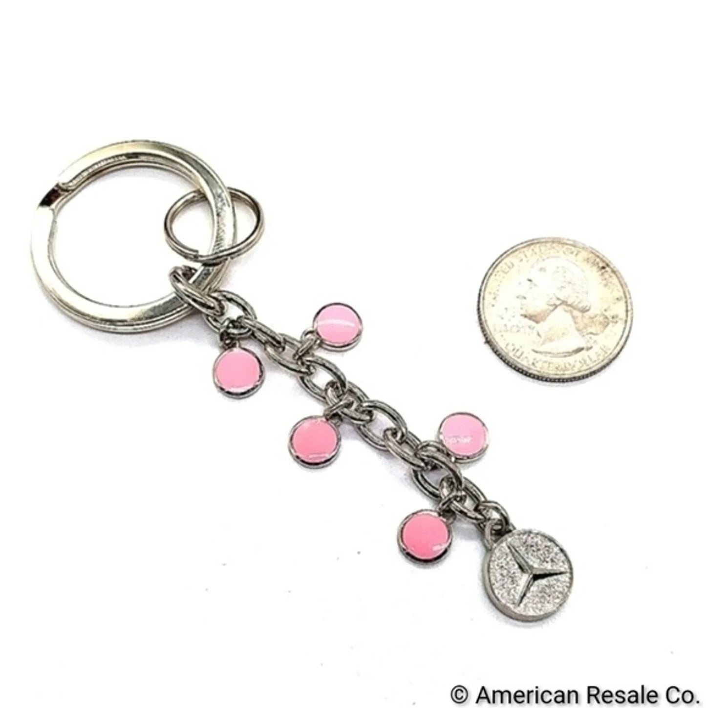 Genuine Mercedes Benz Multi Charm Fob Keychain Fob Purse Charm Silver in Pink