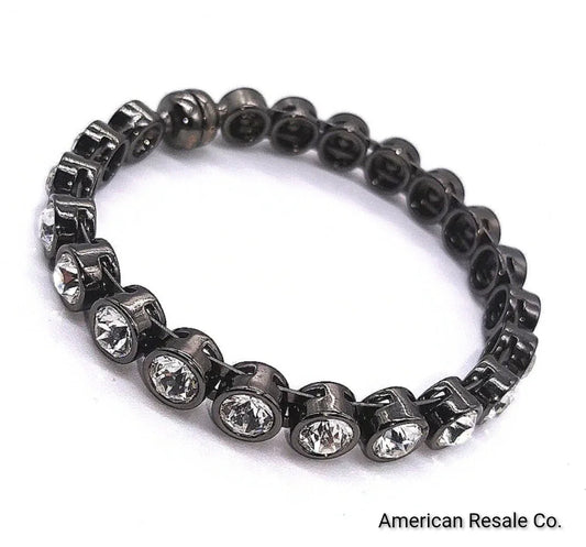 $89 SILPADA K&R Black Swarovski Crystal Glamour Bangle Bracelet KRB0098-Retired