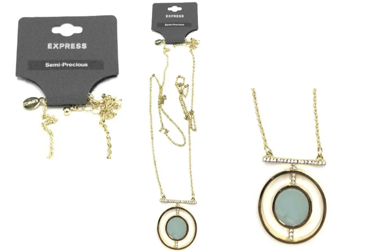 Express semi-precious gold crystal necklace with tags with Express gift bag
