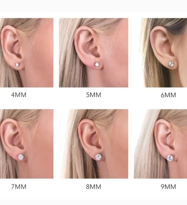Vintage Eisenberg Ice 4MM Pave Cubic Zirconia Crystal Stud Earrings in Silver