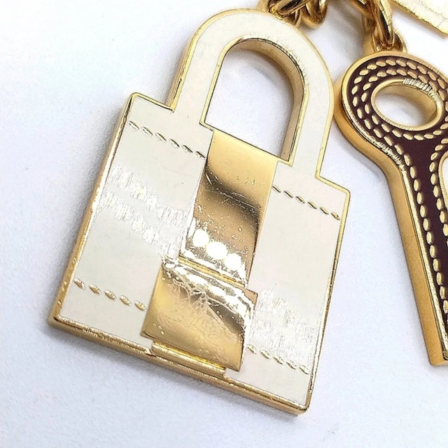 Vintage Burberry Gold Purse Skeleton Key Keychain FOB Purse Charm