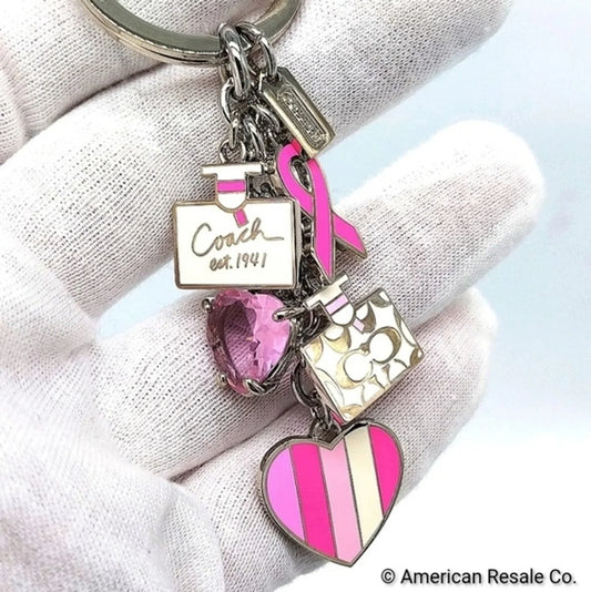 Vintage COACH BCA Breast Cancer Awareness Keychain Fob Multi Purse Charm #92161