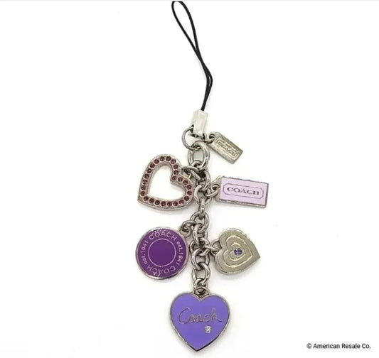 Rare COACH Triple Heart Lanyard, Cell Phone Charm, Purse, Add to Keychain
