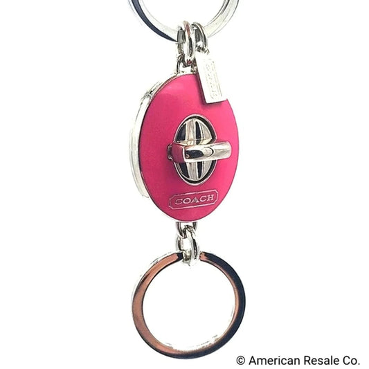 Vintage COACH Matte Neon Pink Turn-lock Valet Dual Fob Keychain