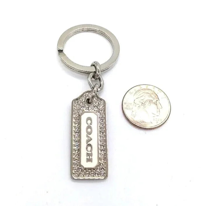 Rare COACH Vintage LOZ Pave Swarovski Enamel Keychain FOB Purse Charm #8865